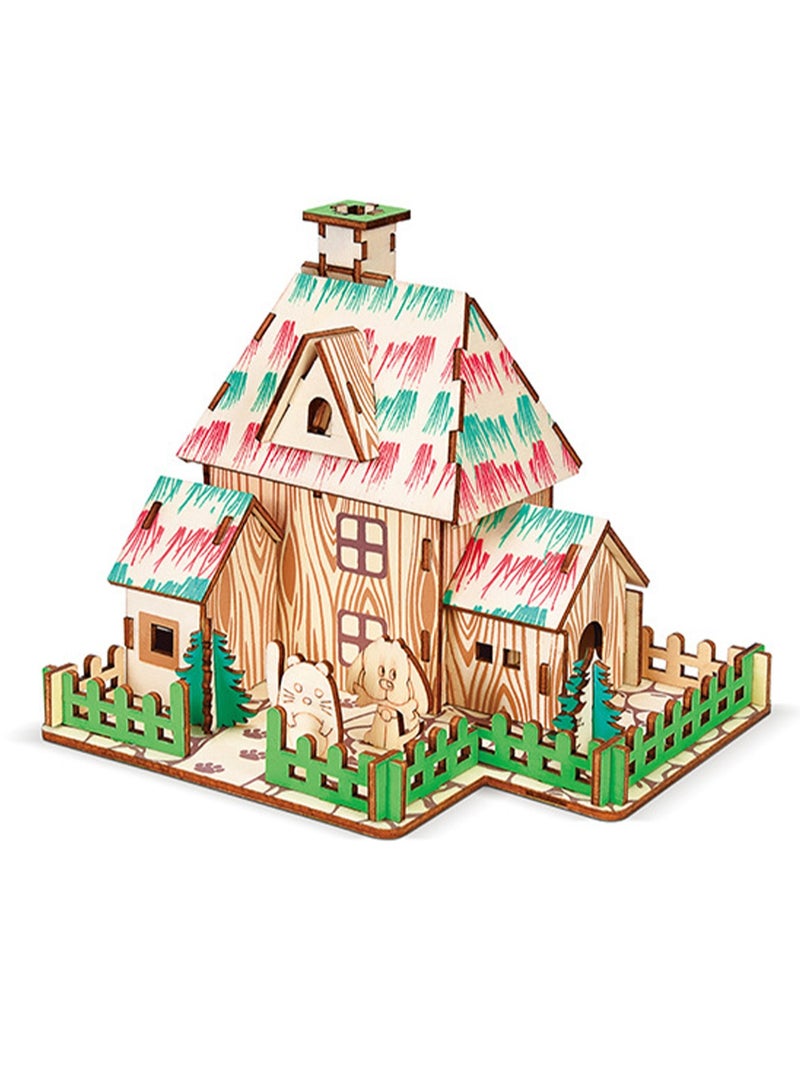 Children's Educational 3D Wooden Miniature House Self-assembly Handmade Puzzle Toys(The Wizard Of Oz 45Pcs) - Image 1